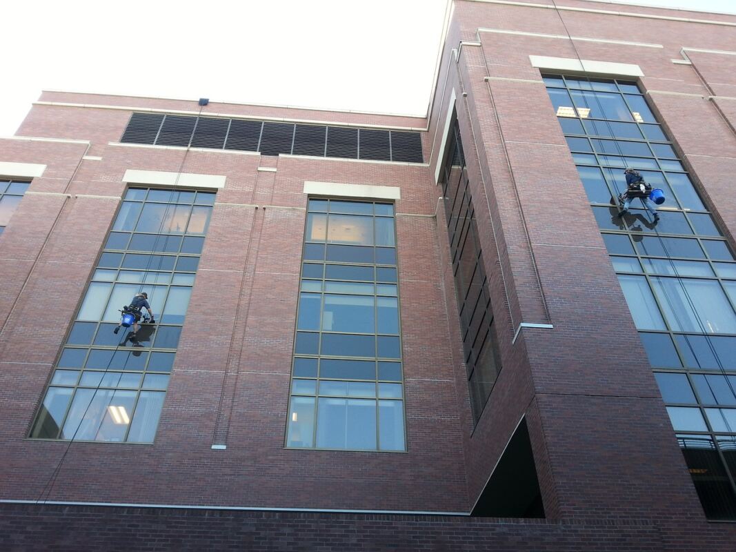 Cordistes pour nettoyage de vitres en hauteur à Lille