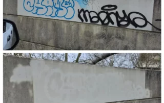 Effacement de tags sur mur anti bruit routier